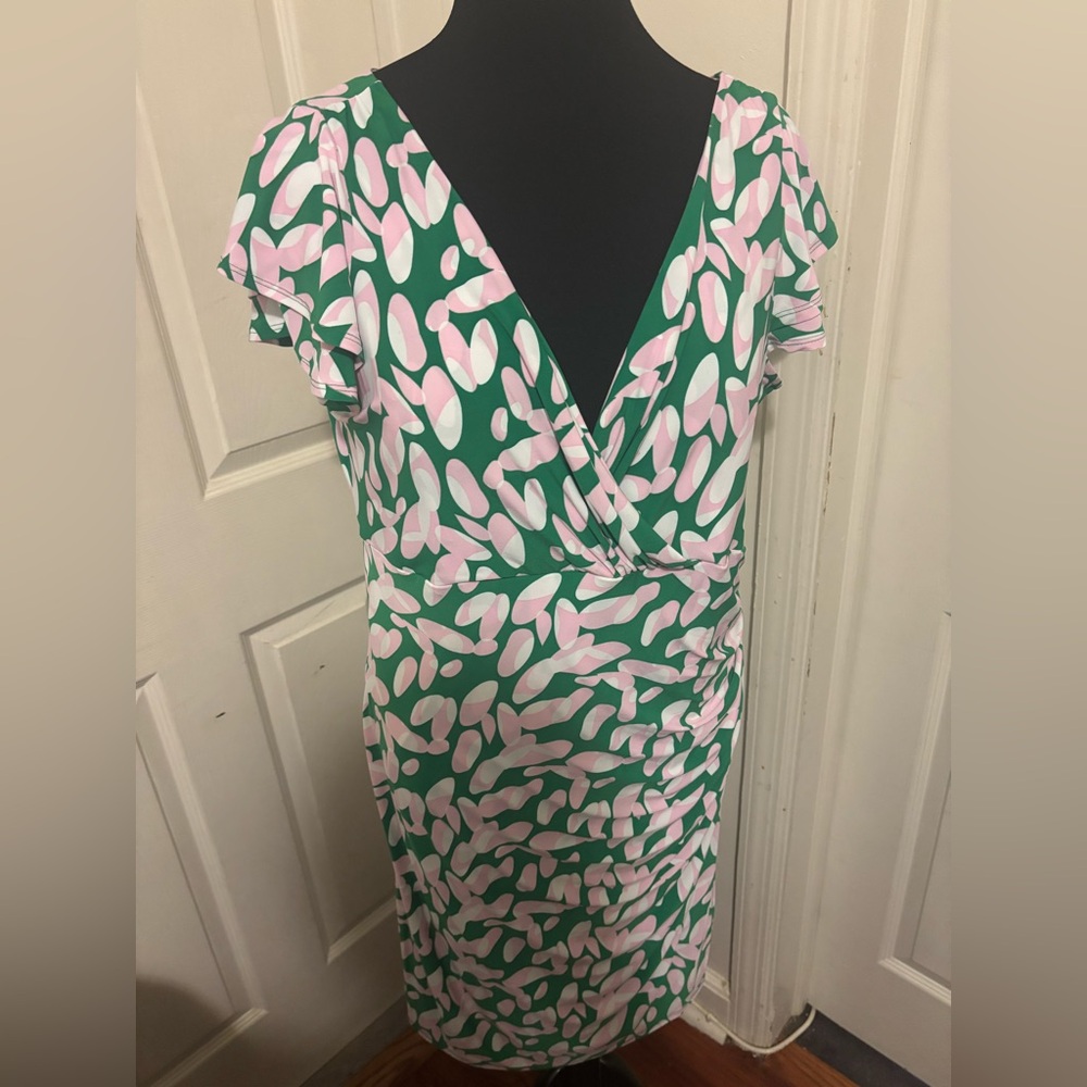Kasper Green and Pink Floral Dress